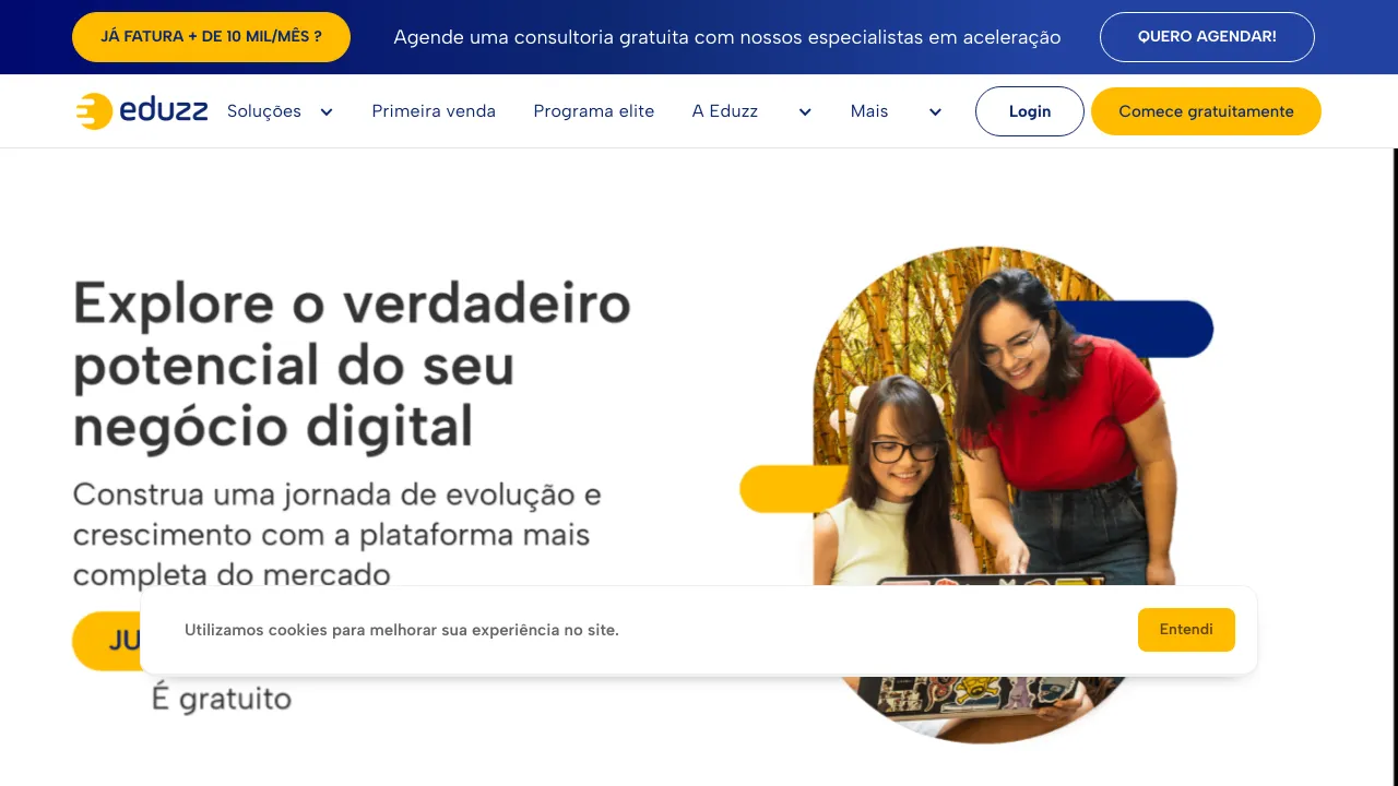 Screenshot do Eduzz website