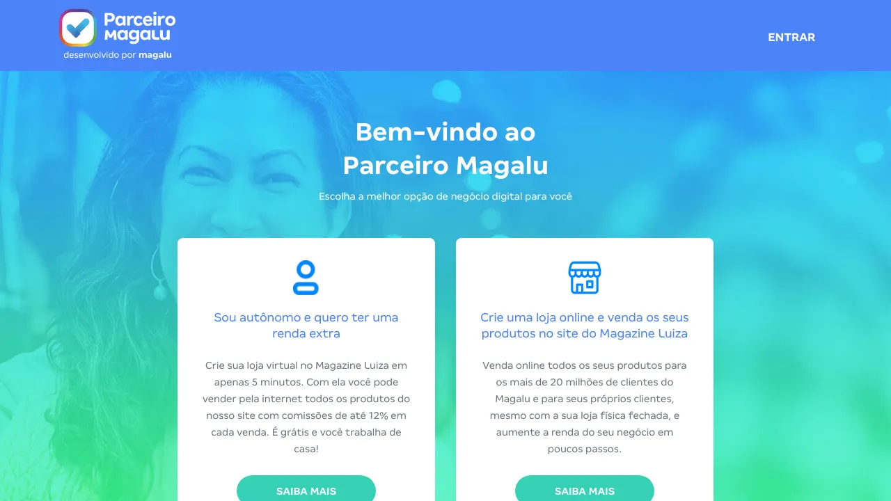 Screenshot do Parceiro Magalu website