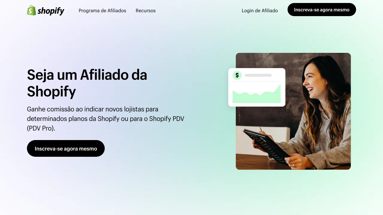 Screenshot do Shopify website